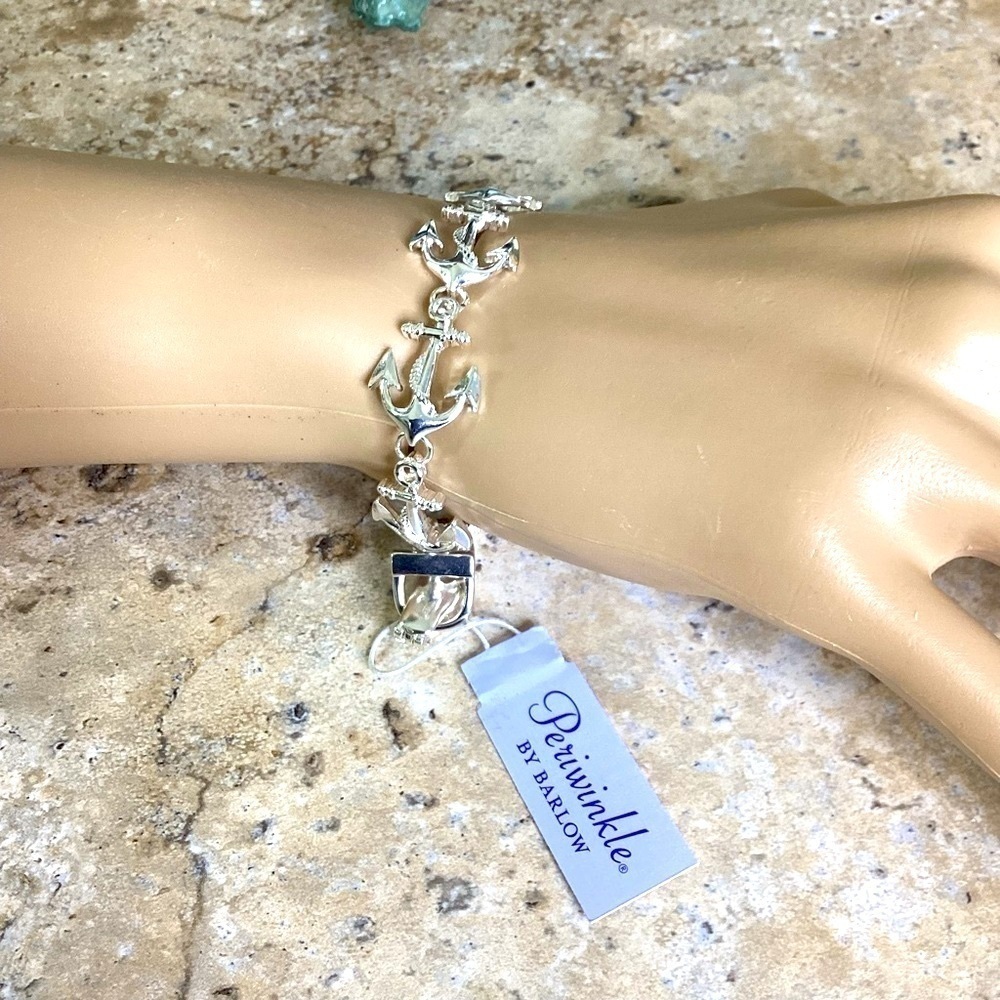 NEW PERIWINKLE BY BARLOW ANCHOR‎ SILVER BRACELET SUMMER VACATION BEACH 7i…